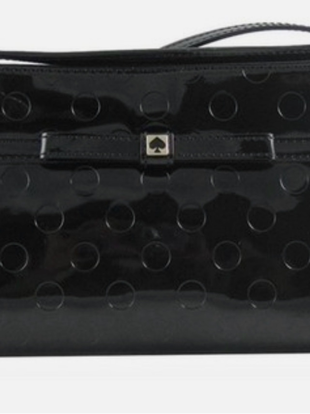 kate spade Black Patent Polka Dot Bag with Bow Accent